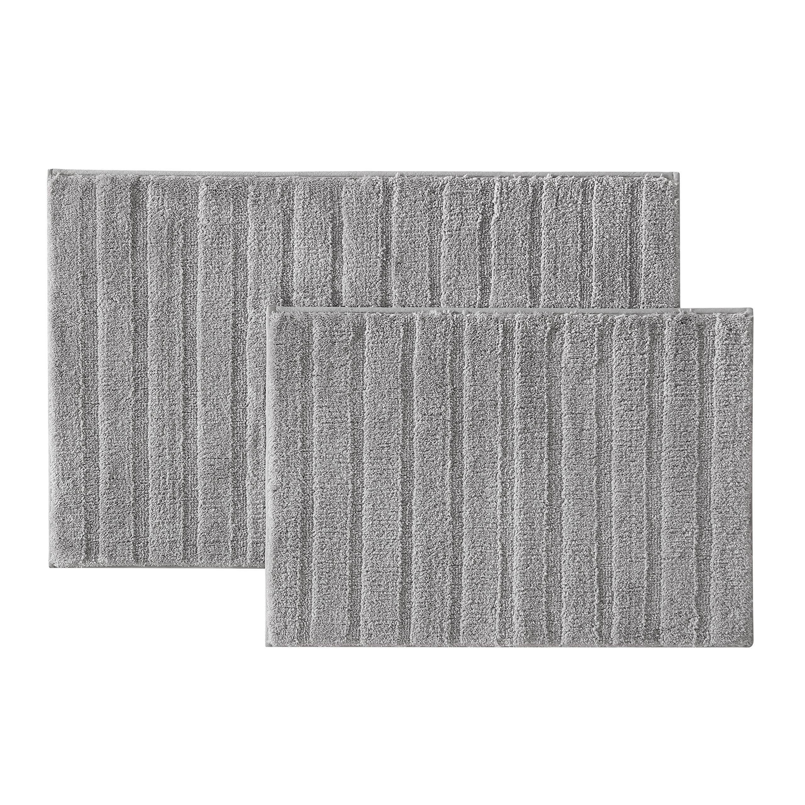 Nautica Highly Absorbent Skid Resistant Solid, Modern Bathroom Decor Bath Rug Set, 2 Piece, Shelly Reef Grey