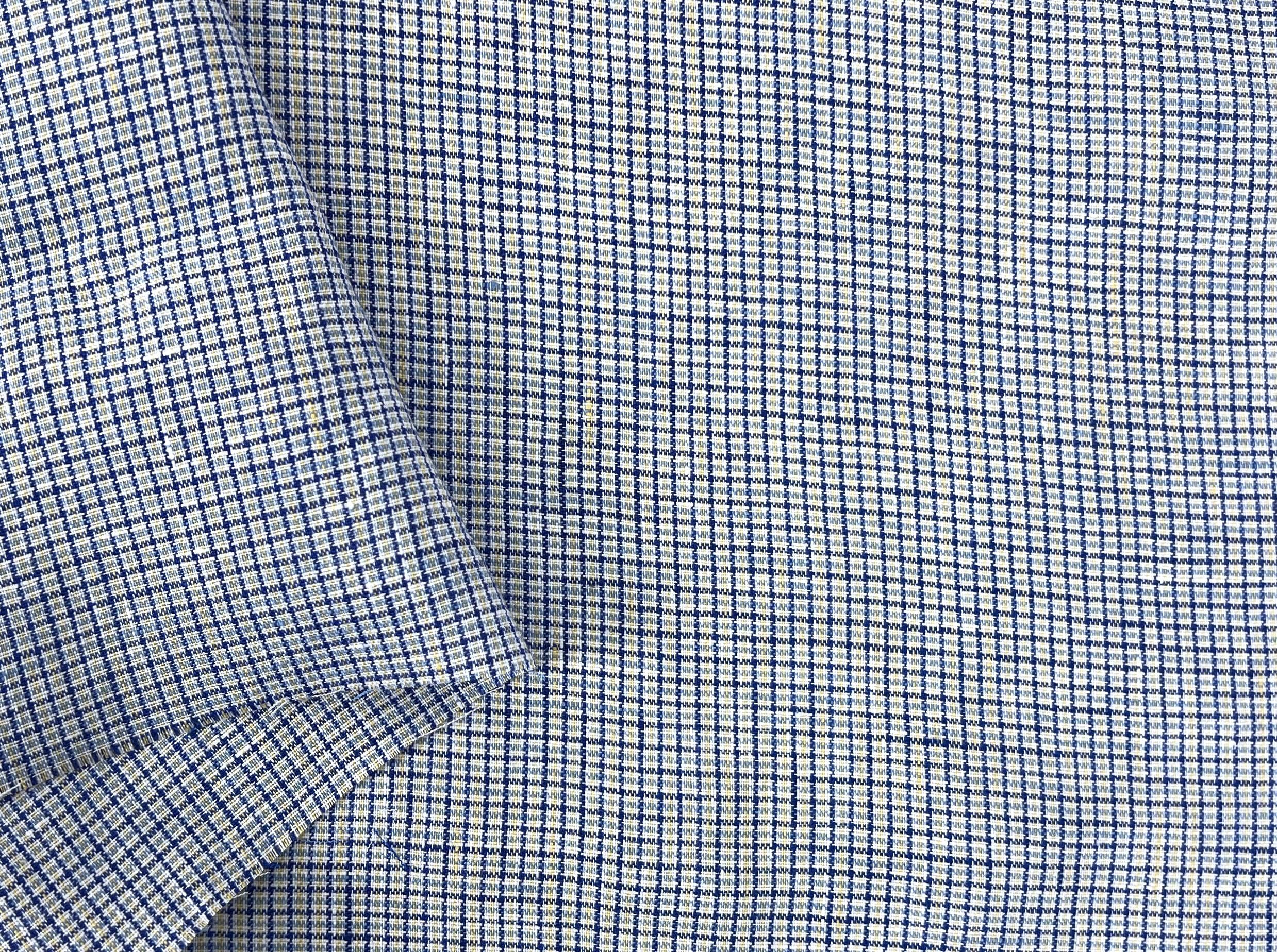 100% Linen Fabric – Checks & Plaids, Lightweight, Soft Pre-Washed – 51-52” Wide – Perfect for Sewing, Quilting, Apparel & Home Projects (1 Yard pre Cut, Mini Gingham Blue 7340)