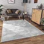Paco Home Teppich Wohnzimmer Schlafzimmer Kurzflor Skandinavisches Boho Design Geometrisches Rauten Muster 3D Effekt Einfarbig, Grösse:200x280 cm, Farbe:Grau