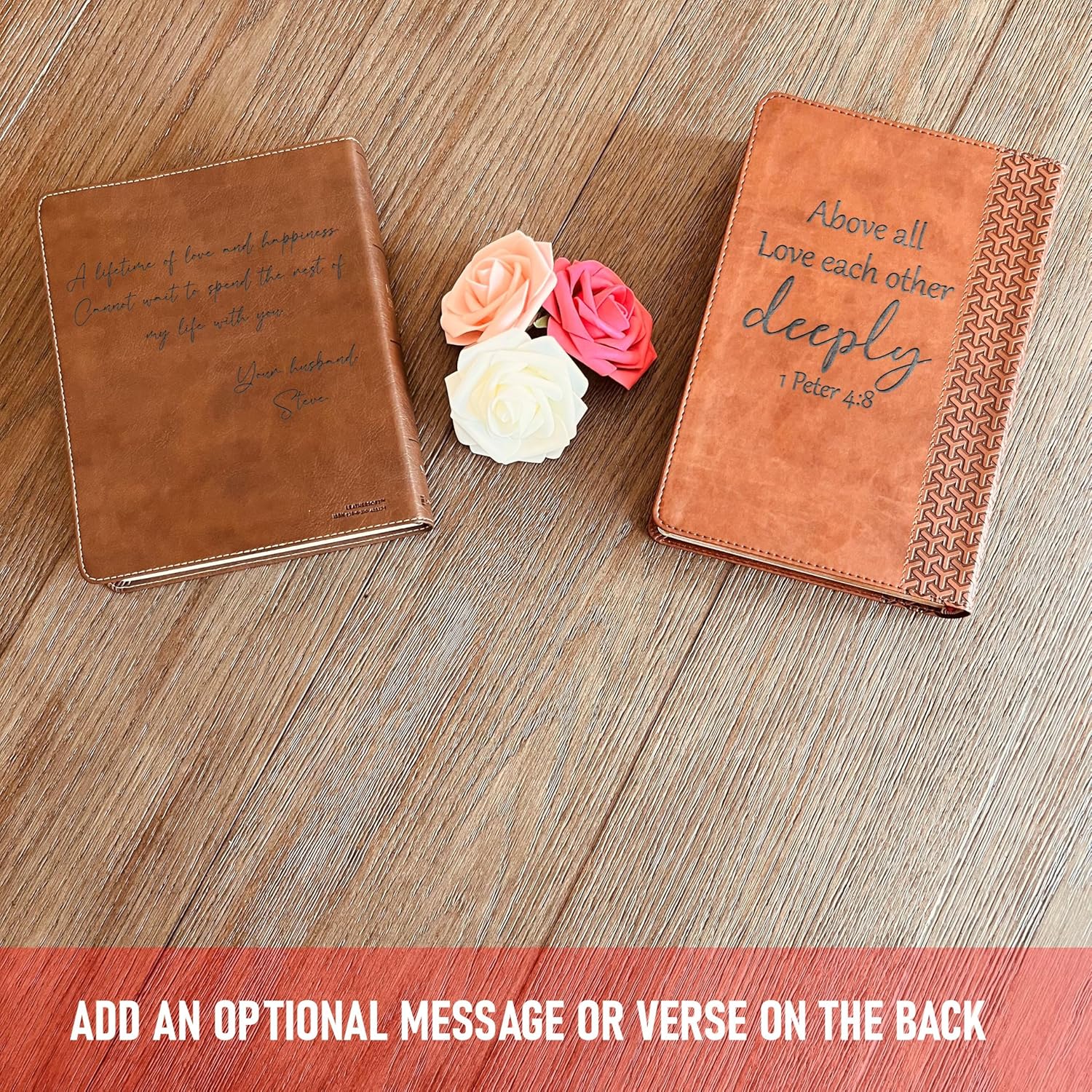 STARKENBURG COMPANY Personalized ESV Large Print Bible, Your Photo Engraved, English Standard Version, Custom Engraved Bible, Wedding, Baptism, Christian Gift