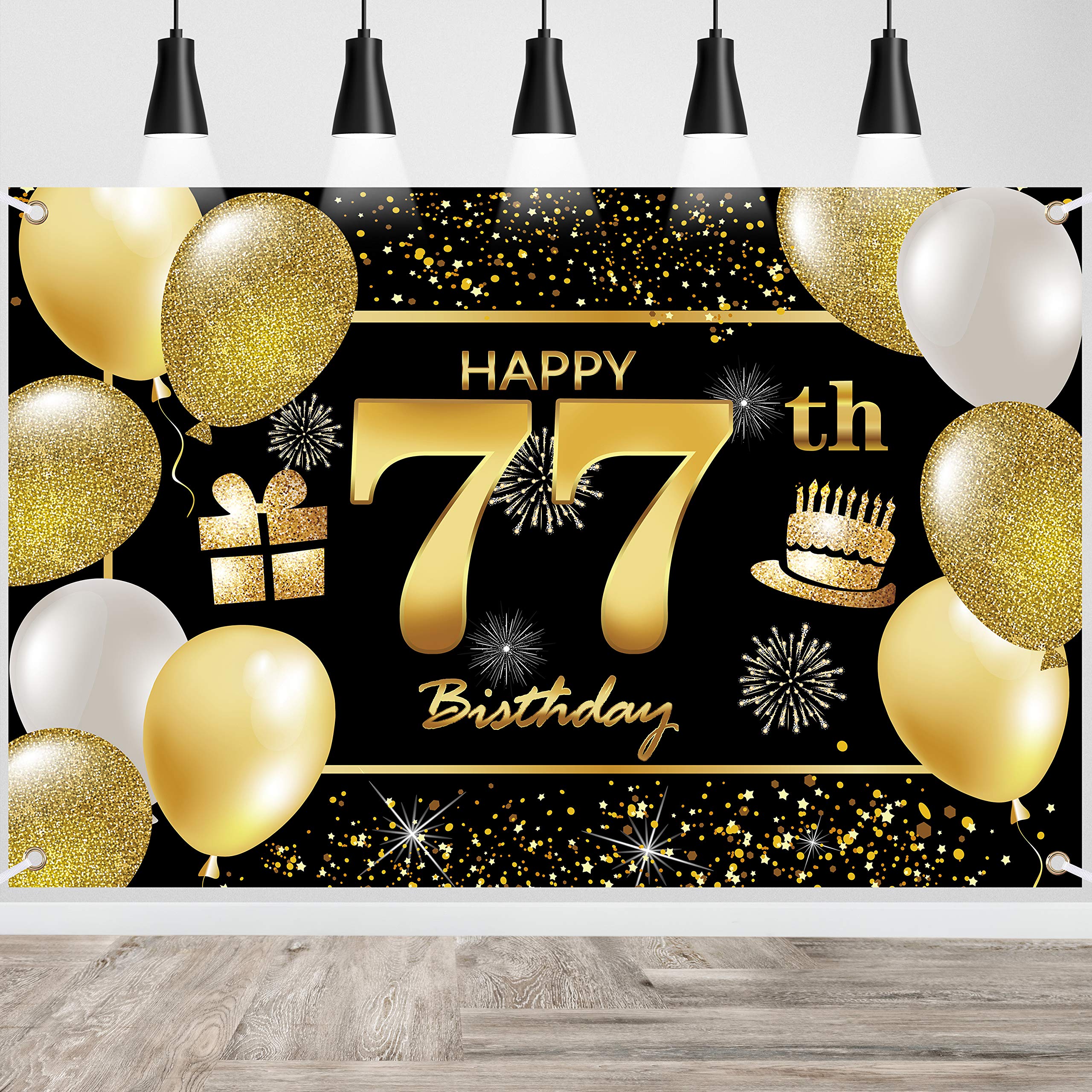 77th Happy Birthday Banner IMISI Birthday Decorations Birthday Backdrop Decorations for a Party