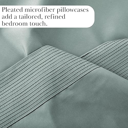 Miniatura 2 de Southshore Fine Linens - Vilano Springs - Par de fundas de almohada plisadas, color verde azulado, estándar (Queen)