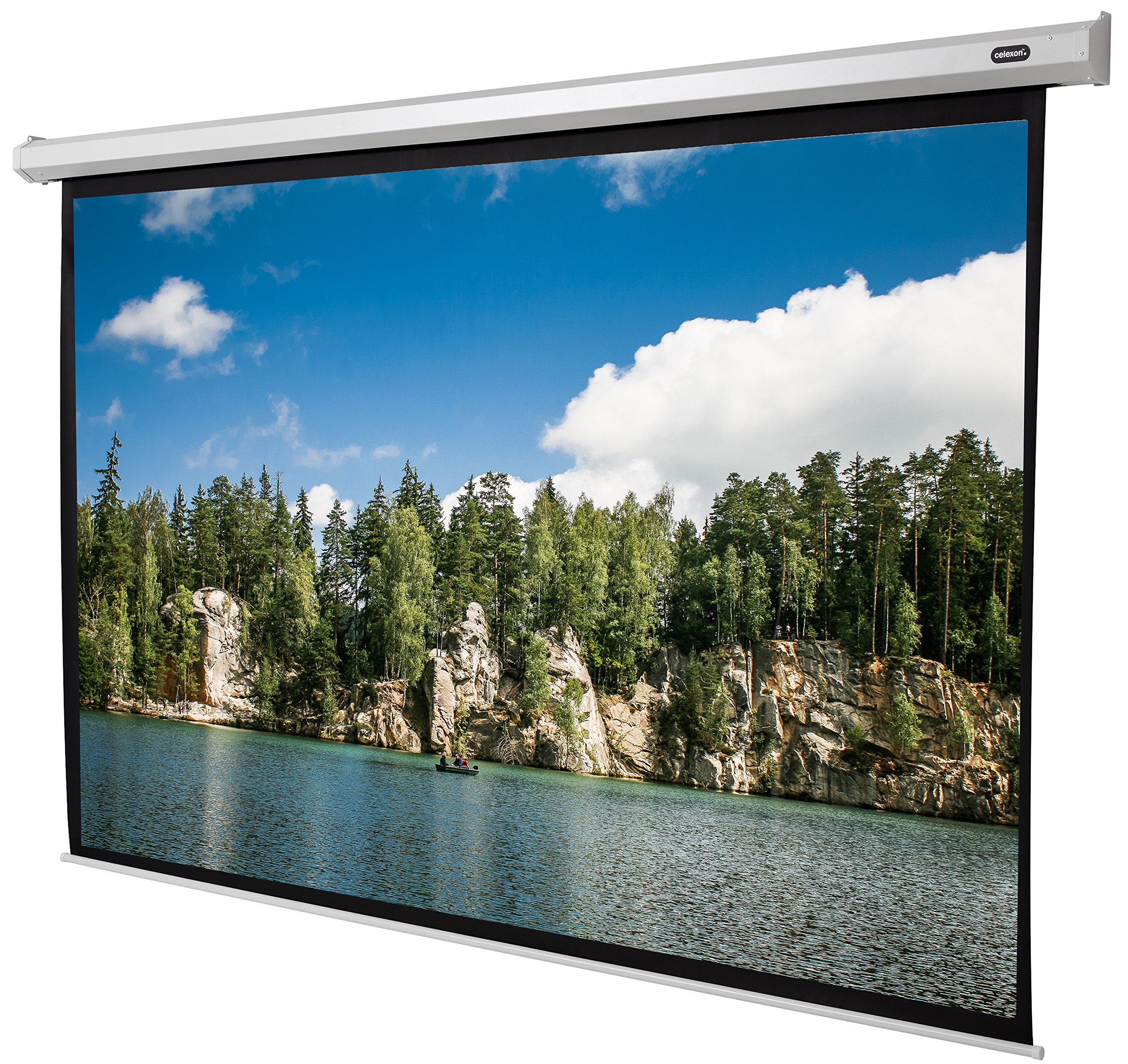 celexon Economy Electric screen 150" | 300x225 cm 4:3 | Electric 4K, full HD projector screen for office presentations & your home cinema | for wall and ceiling mounting | incl. remote control