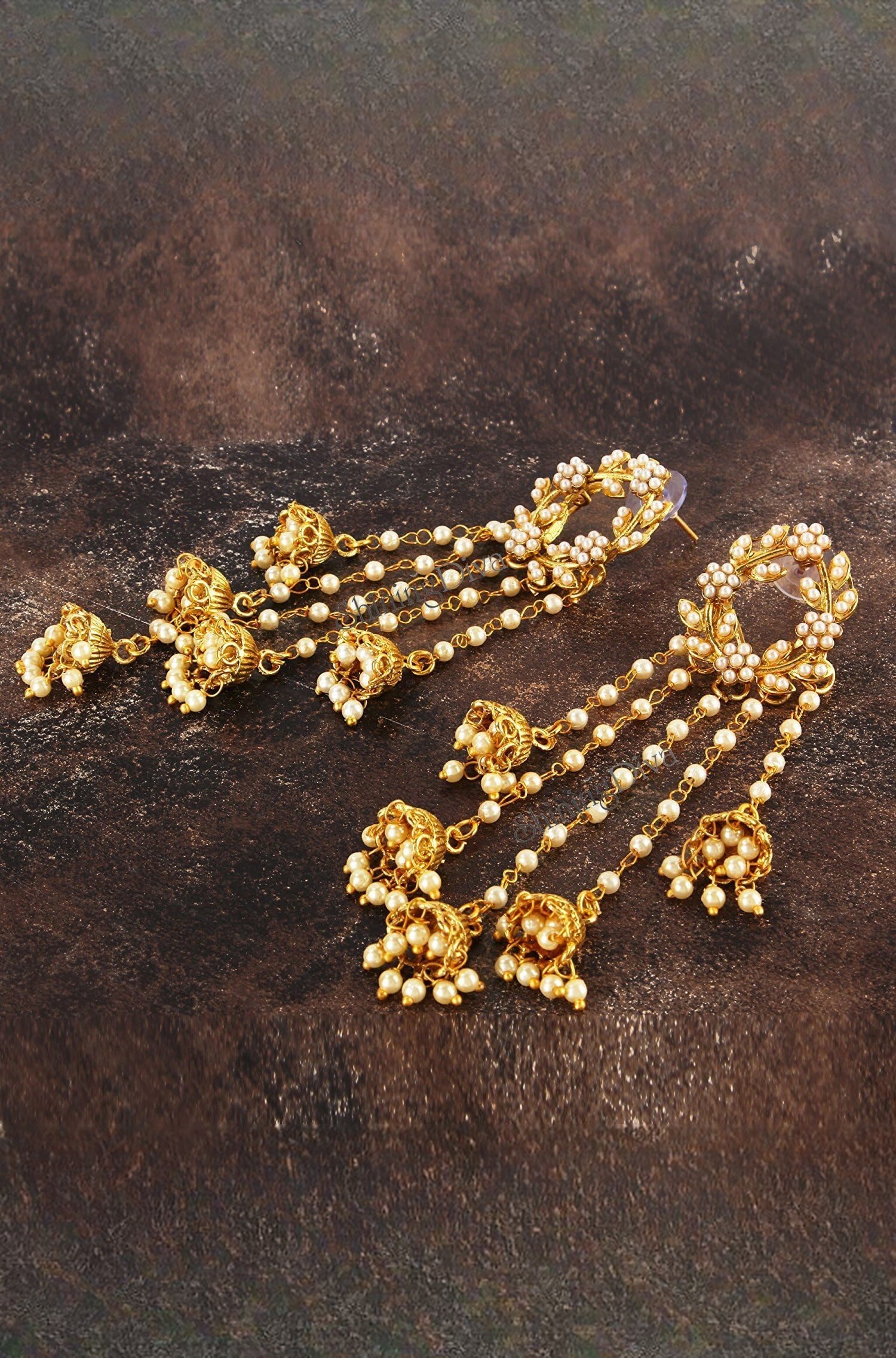 Gold Plated Stylish Pearl Jhumka Jhumki Traditional Earrings for Women and Girls (Golden) (8630er)