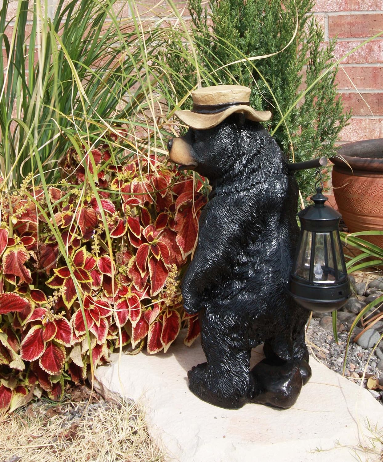 Weekly Top Sale Ebros Whimsical Rustic Forest Outdoor Hiking Black Bear Statue with Solar LED Light Lantern Lamp Guest Greeter Home Decor Collectible Sculpture for Cabin Lodge Nature Lovers Camping Bears (1 Piece)
