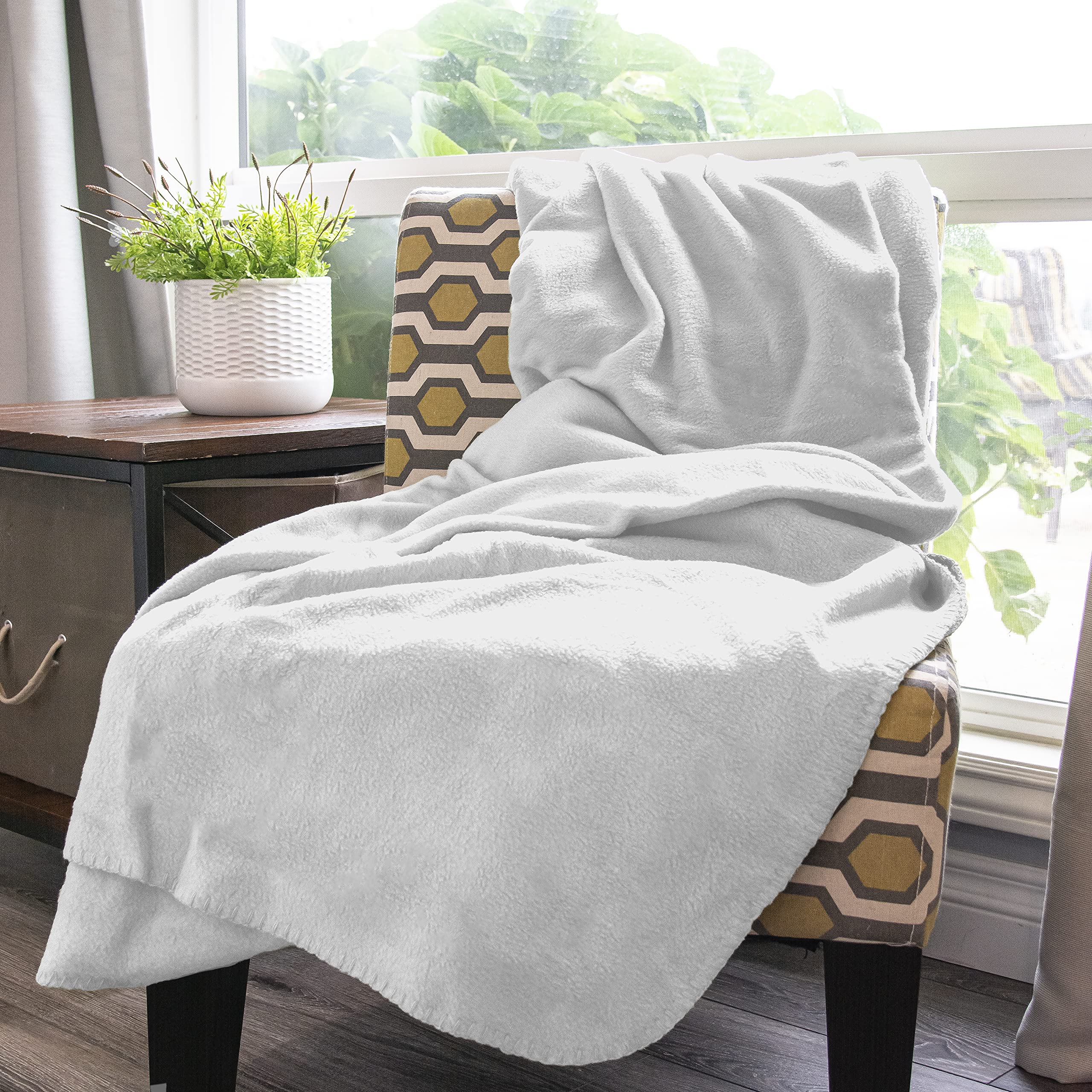 Soft Blanket Fleece, Warmth, Bed, Twin, White