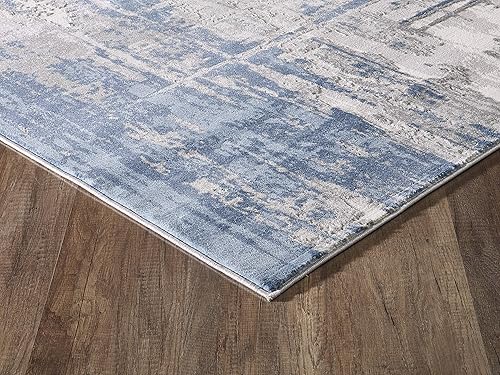 Miniatura 4 de Abani Rugs - Alfombra decorativa de 6 x 9 pies, diseño abstracto azul y gris, estilo rústico y contemporáneo, estilo moderno, colección Vista