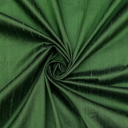 Fabric Mart Direct Tela Dupioni de seda verde musgo oscuro por The Yard, 41 pulgadas o 40.9 in de ancho, 3 yardas continuas Tela de seda verde,