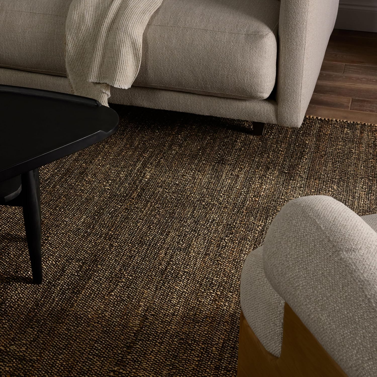 Jaipur Living, Jute 9x12 Large Area Rug, Handmade, Farmhouse, Solid Black/Brown Living Room Rug