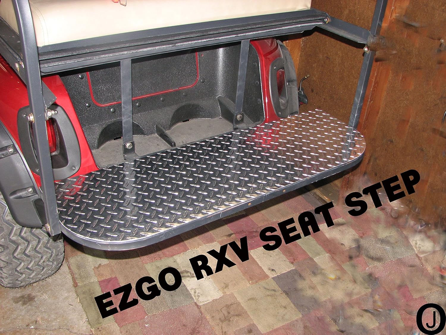Ezgo RXV Golf Cart Diamond Plate Rear Seat Step Cover