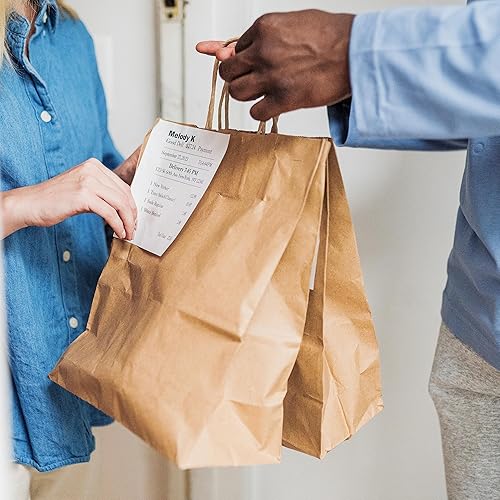 Miniatura 10 de PAICUIKE Bolsas de papel kraft negras de regalo con asa de 11 x 6 x 11 pulgadas, 50 bolsas de recuerdo de fiesta para compras, bodas, bolsas