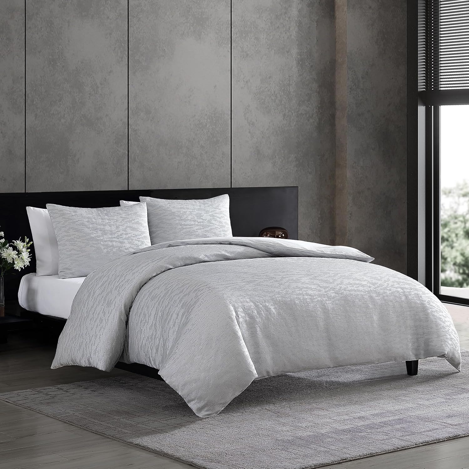 Gray Reversible Microfiber Queen Bedspread Set