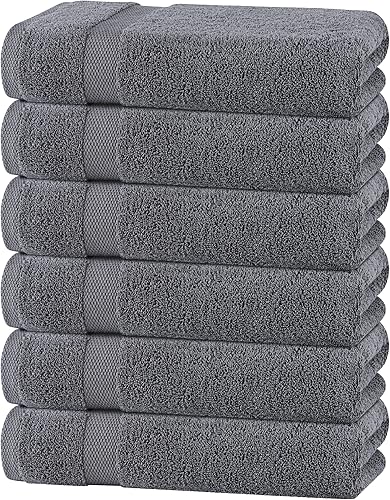 Vista 80 de Wealuxe - Juego de 6 toallas de baño blancas de 24 x 50 pulgadas, juego de toallas de algodón extra absorbentes para baño Blanco,Negro,Gris,Azul
