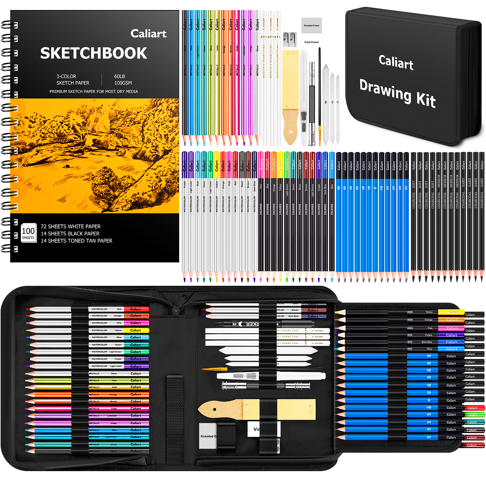 Amazon.com : Caliart 176PCS Art Supplies Sketching Kit with 100