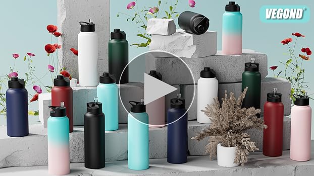 Amazon.com: 16 oz Insulated Water Bottle with Straw Lids