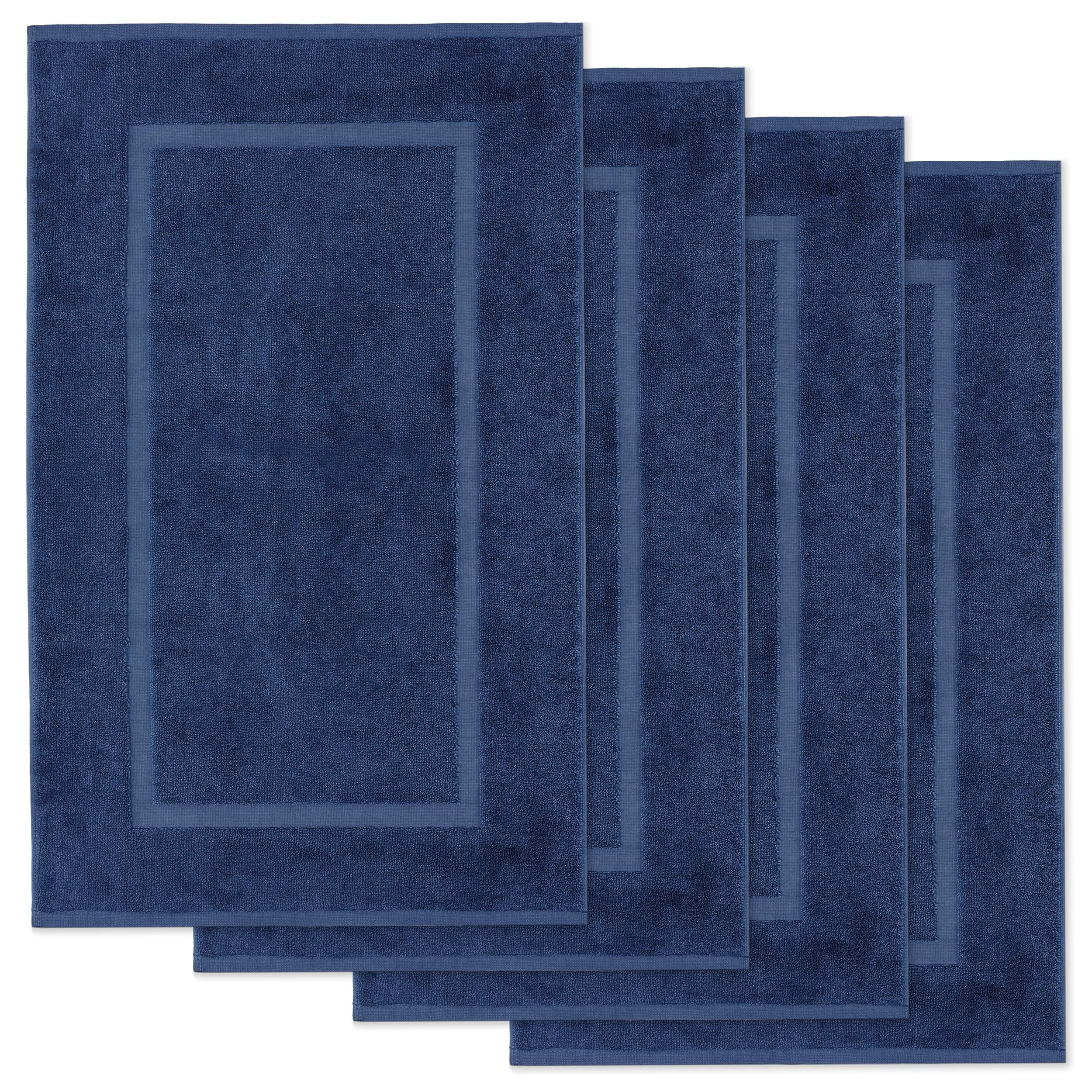 Lavea® 4 Tappetini Bagno 50x80 cm in 100% Cotone – Tappeti Bagno Assorbenti e Lavabili – Ideali come Tappeto Bagno o Tappetino Doccia – Blu navy