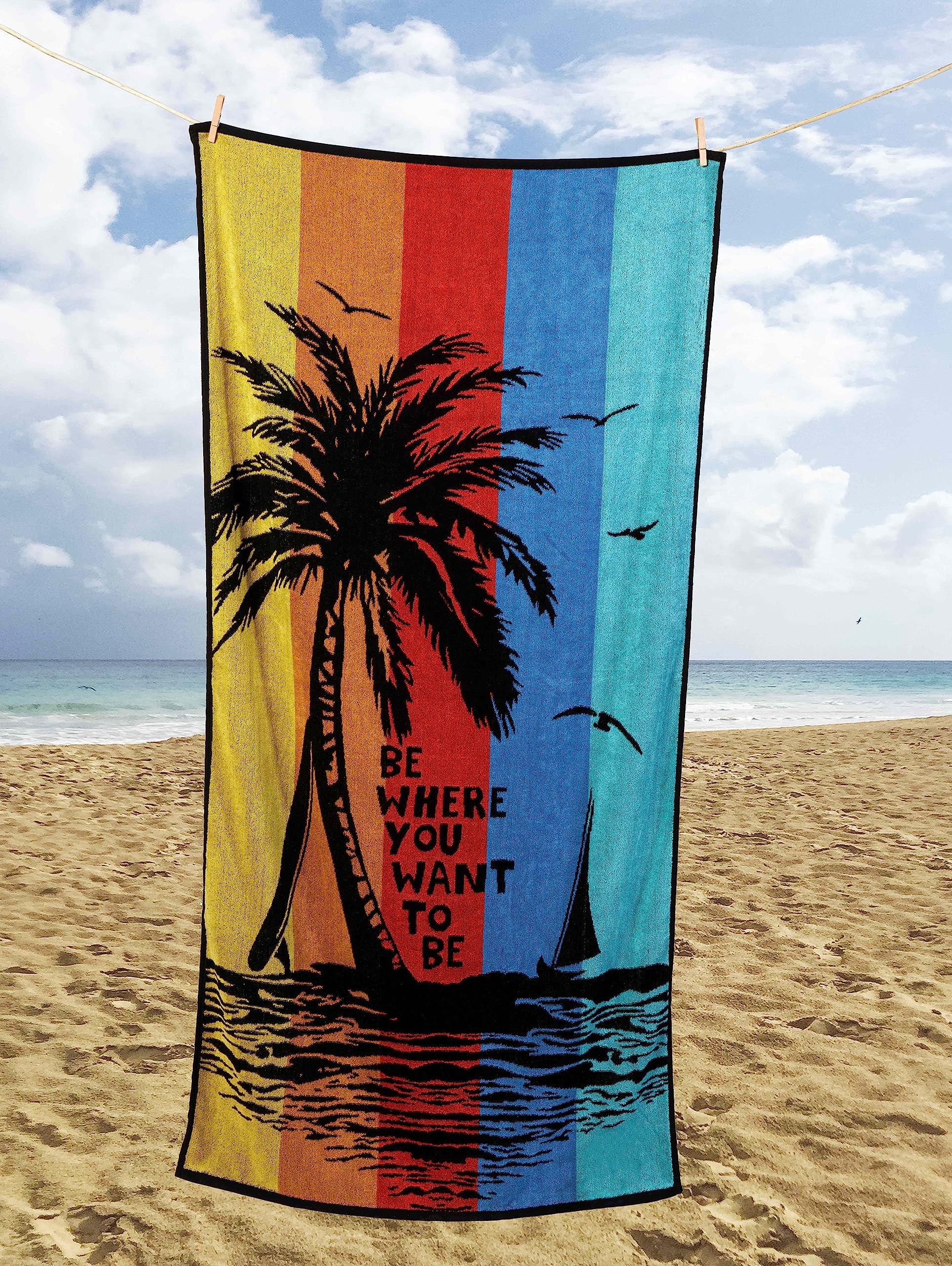 Rapport Be Where You Want To Be Beach Towel Multi 85 X 160Cm from B&Q