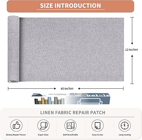 Vista 341 de Parches de reparación de lino grueso, parches de tela de lino autoadhesivos, 8 x 11 pulgadas, 2 unidades, multicolor, se pueden utilizar