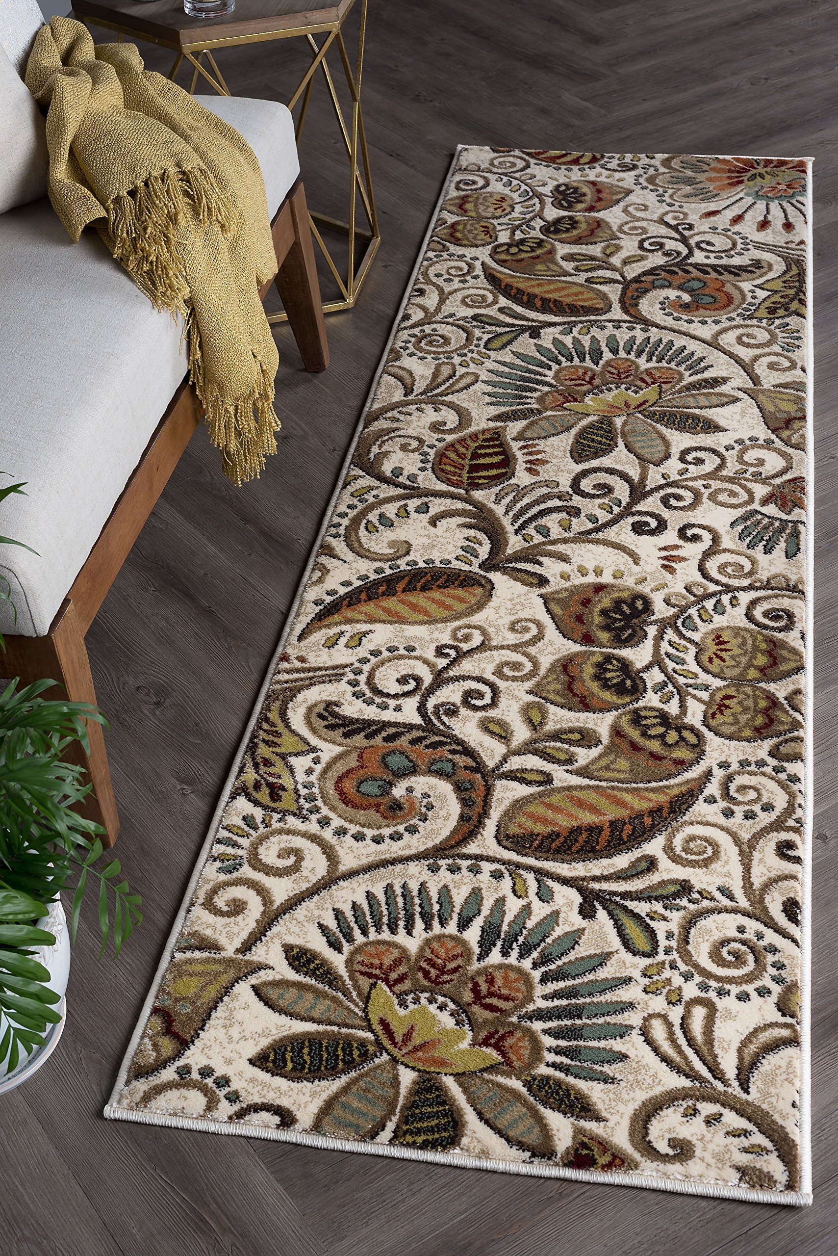 Giselle Contemporary Abstract Ivory Runner Rug, 2' x 10'