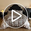 VM VOUGEMARKET Full Duvet Cover with Romantic Ruffles Breathable Muslin Cotton,Soft Textured Gauze Weave Comforter Cover with Zip Closure and Corner Ties- 80"x90"