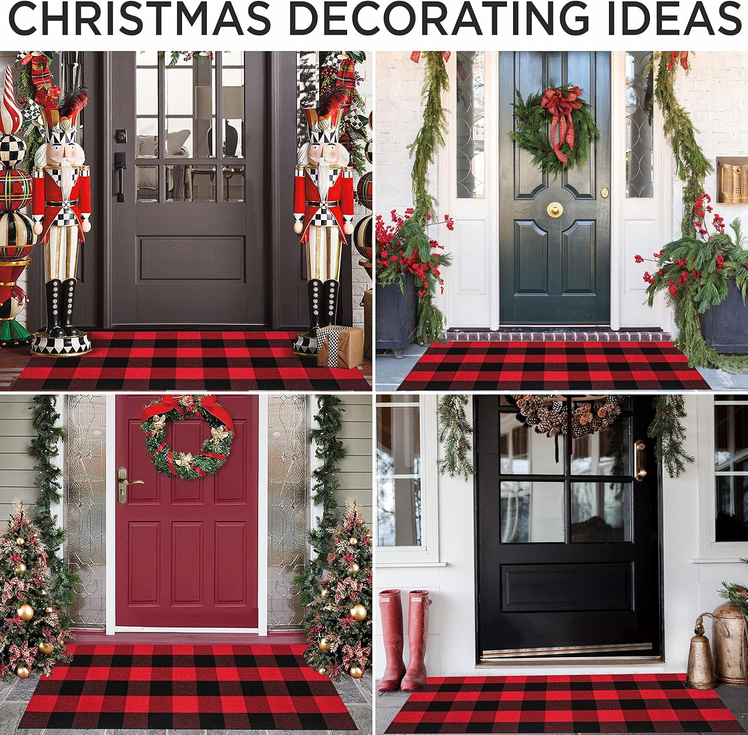 ubdyo Plaid - Buffalo Plaid - Buffalo Plaid - 23x51 - Buffalo Plaid - Layered Door Mat - Buffalo Check - Black Buffalo Plaid