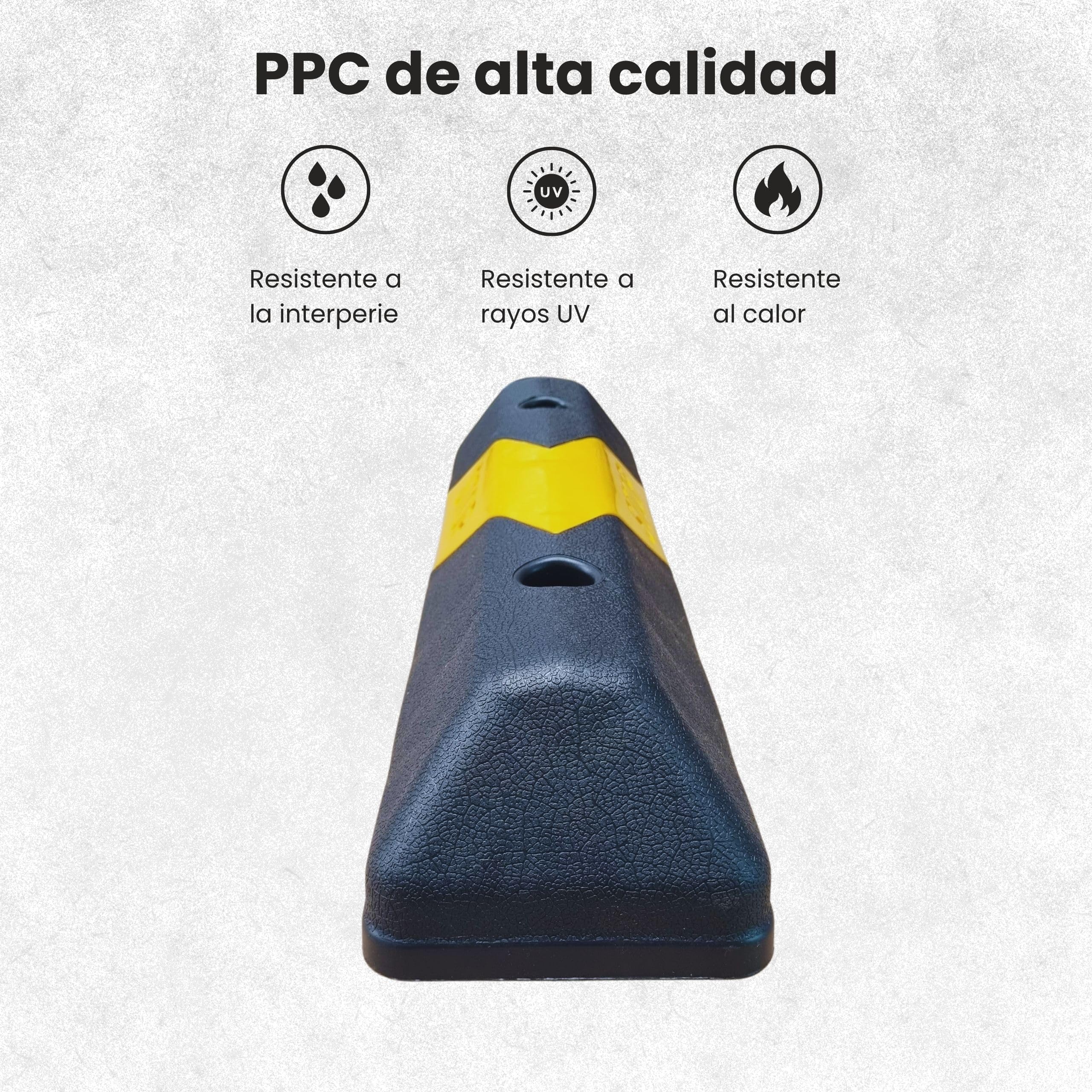 PARKING FACIL | Tope de Estacionamiento de PPC de 60 cm | Color: Negro-Amarillo | Tornillería Incluida