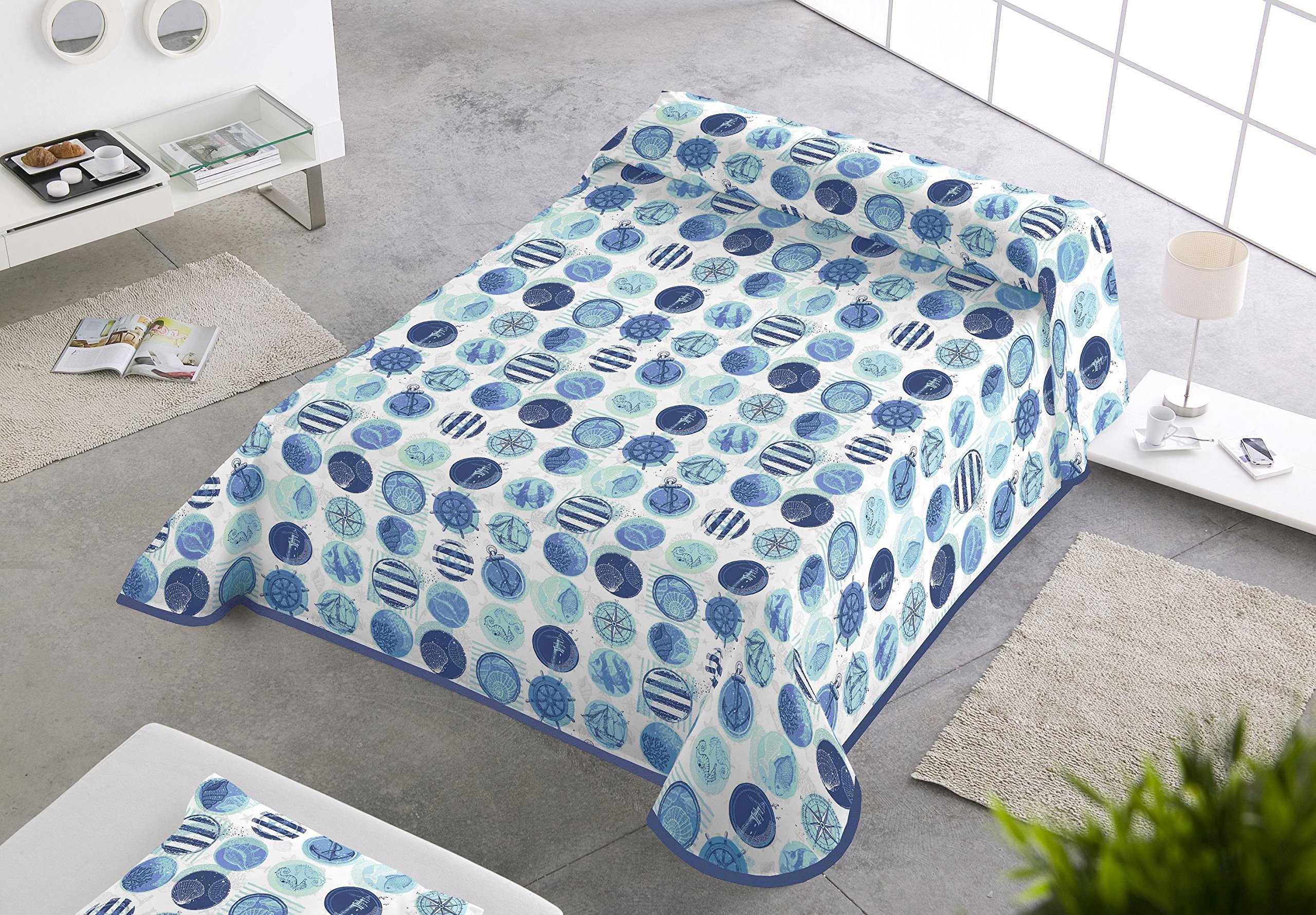 SABANALIA - Colcha Estampada Marina (Disponible en Varios tamaños) - Cama 135-230 x 280