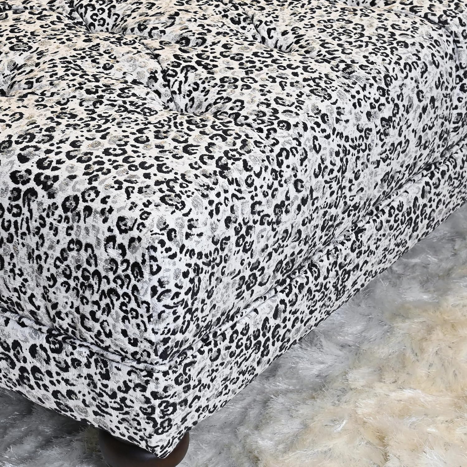 Roundhill Furniture Charbilia Fabric Tufted Cocktail Ottoman in Dexter Geyser