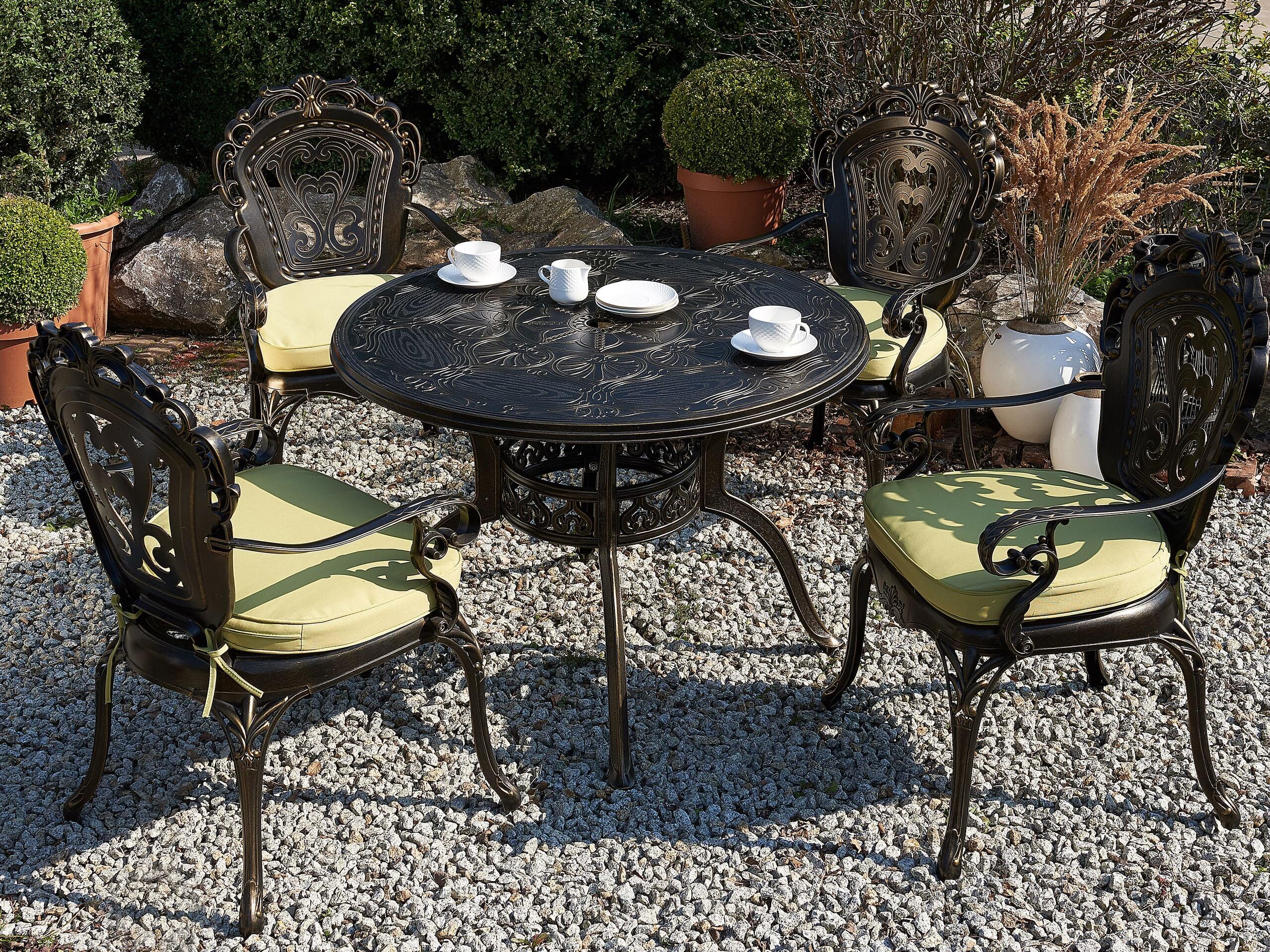 Stół ogrodowy ciemnobrązowy aluminiowy okrągły otwór na parasol ø 100 cm Sapri