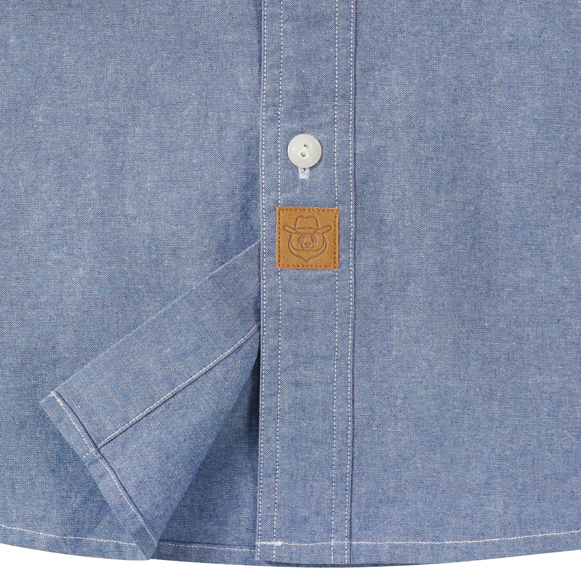 Dubinik® Chemise Homme Manches Courtes en Chambray Coton Léger Coupe Regular Deux Poches Style Urbain Décontracté