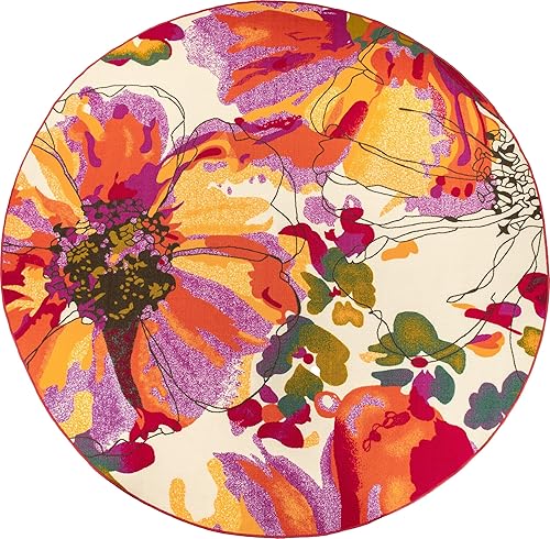 Miniatura 10 de Alfombra antideslizante con diseño de flores brillantes y modernas (antideslizante)