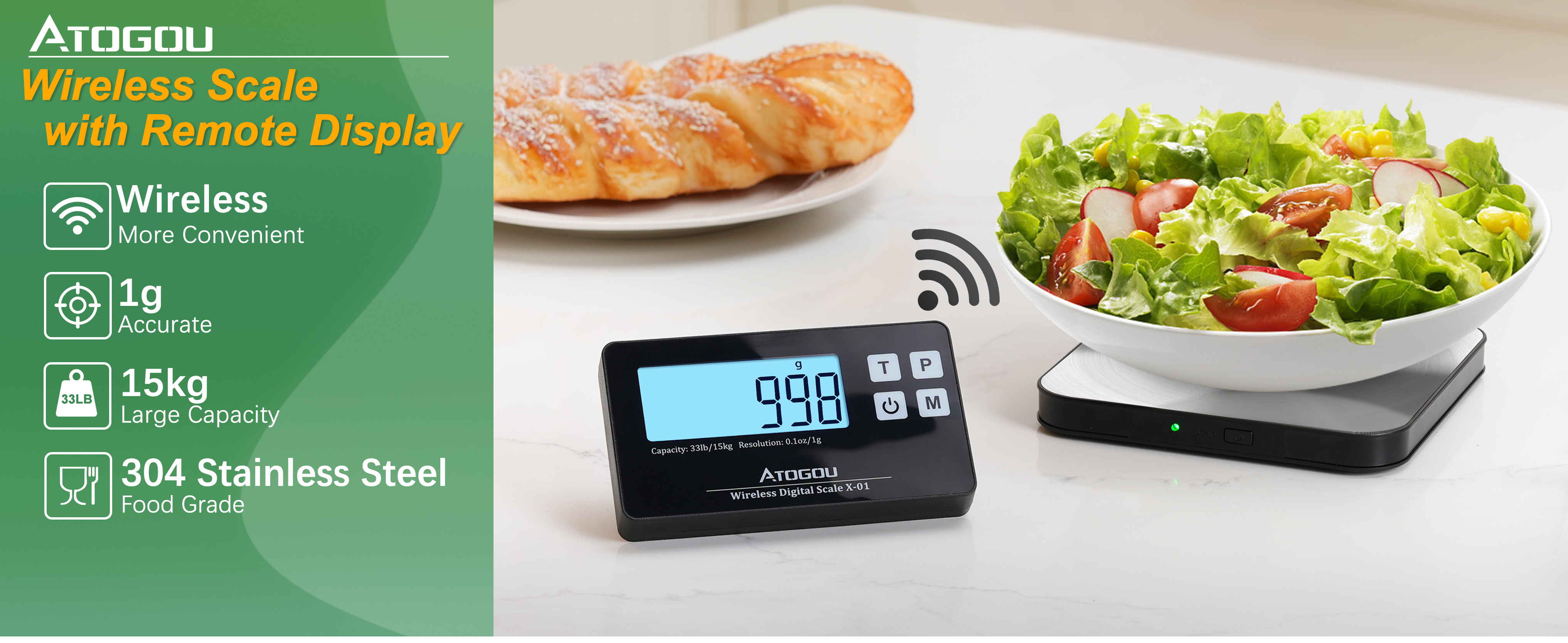 ATOGOU 110 Lb Digital Food Scale - Price Computing, 304 Stainless Steel, Plug-in Or Battery (LC300 Silver)