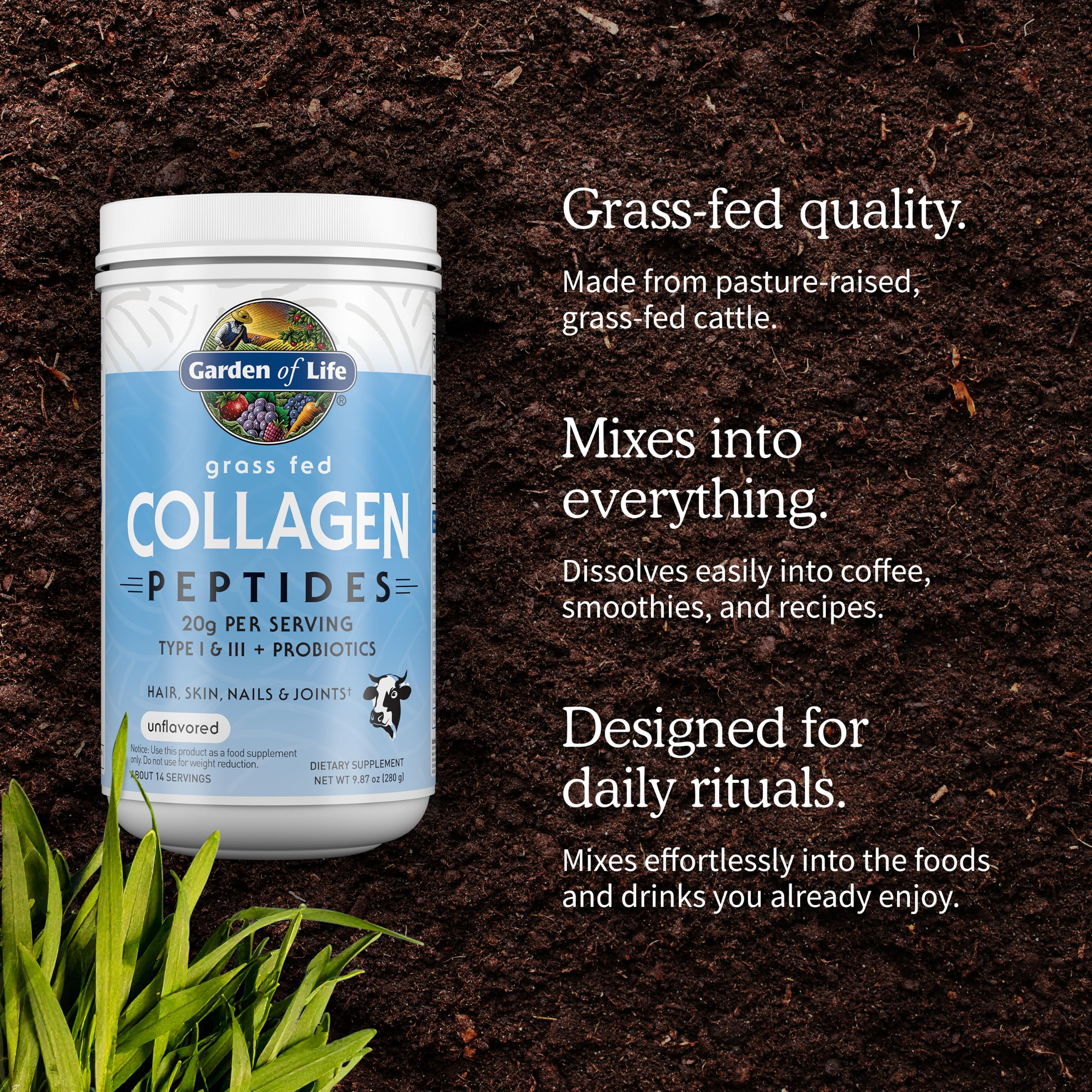 Garden of Life Grass Fed Collagen Powder, Unflavored, 14 Servings — Amazon image 4