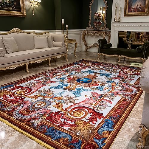 Miniatura 7 de FERONIA Vintage Luxury Area Rug - Non Slip Baroque Rug, Machine Washable Low Pile Area Rug for Living Room, Bedroom - Reine du Soleil - 8 x 10