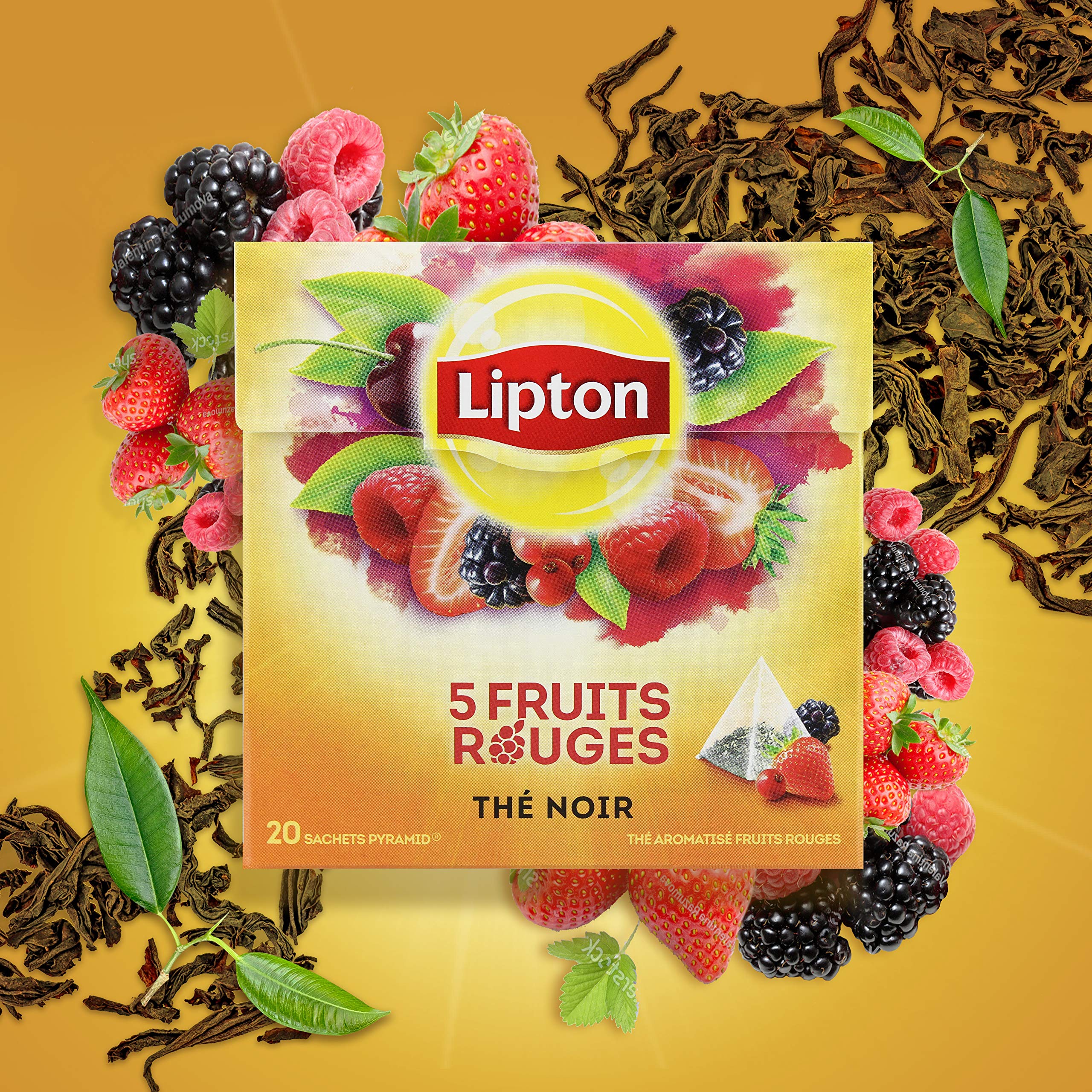 Lipton Thé 5 Fruits Rouges, Label Rainforst Alliance, 20 sachets