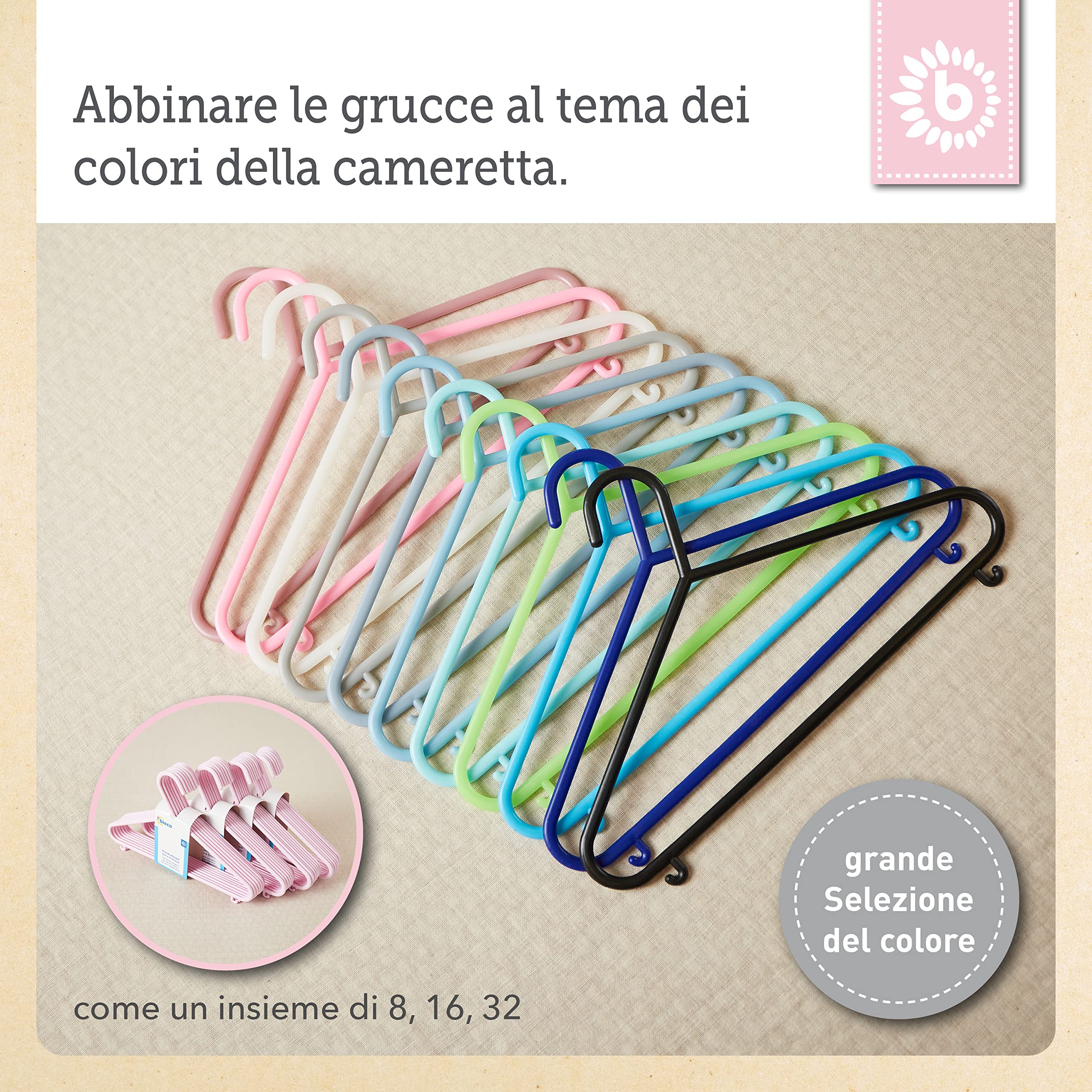 grucce appendiabiti bieco bambino del bambino del bambino gancio ganci di plastica per la conservazione guardaroba lunghezza armadietto 29,5 centimetri, 16 pezzi, colore rosa, piccolo, ARTN 90.016.141