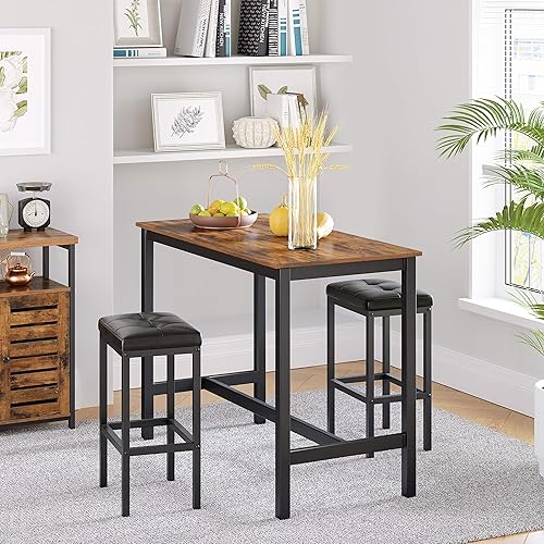 Miniatura 18 de VASAGLE Taburetes de bar, juego de 2 sillas de bar, marco de acero, 25.2 pulgadas de alto, para cocina, comedor, fácil montaje, diseño industrial,