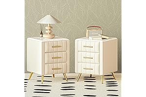 Merax Nightstand with Drawers Set of 2 Beige
