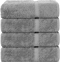 Chakir Turkish Linens 4-Pack Premium 100% Cotton Bath Towels Gray - Ultra Soft, Absorbent Hotel Spa Quality 27x54"