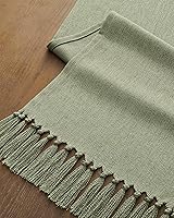 Vista 89 de ZeeMart Light Grey Table Runners 108 Inches Long, Burlap Linen Style Rustic Farmhouse Table Runner, Long Boho Dining Table Runner, 13x108 Inches