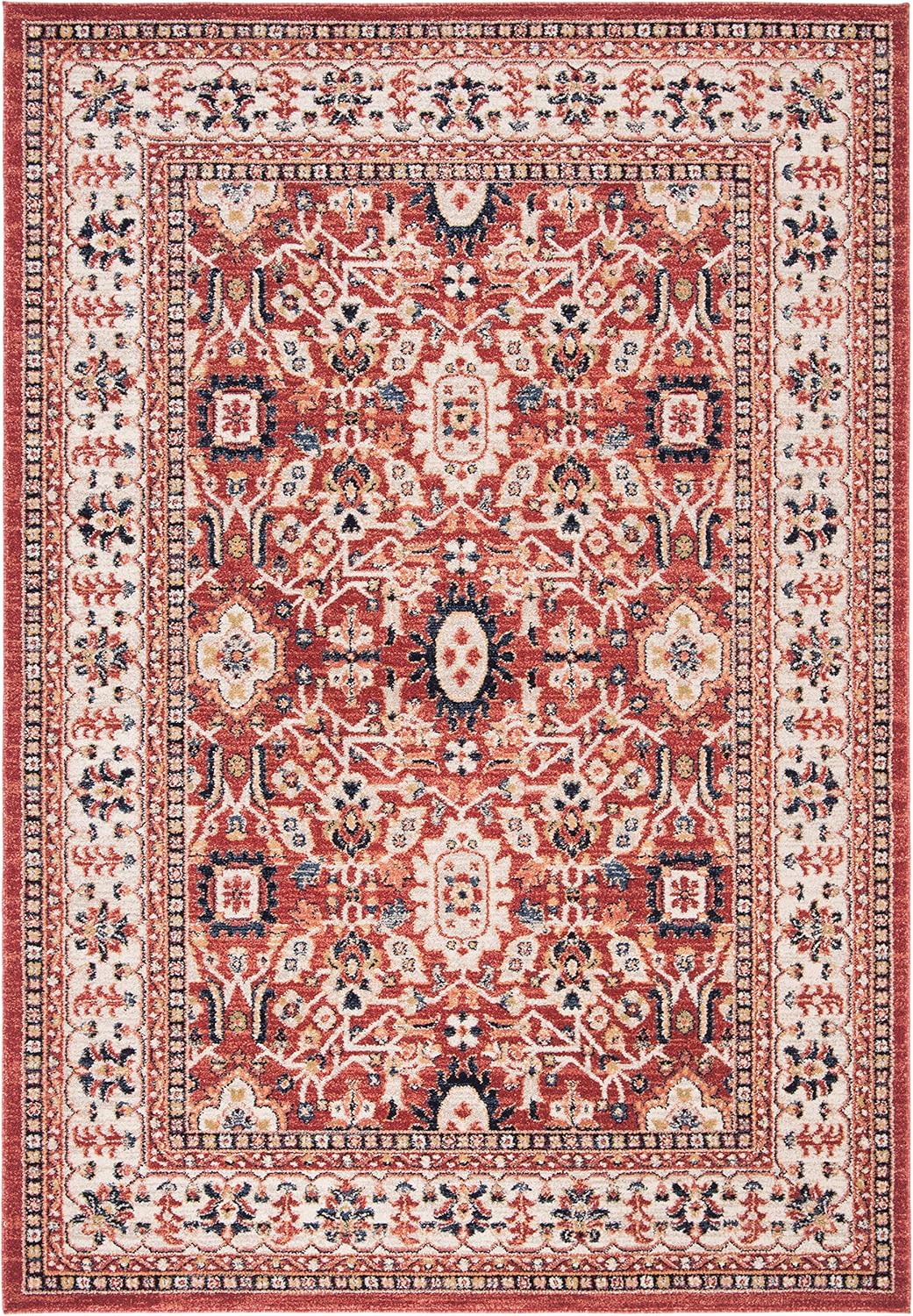 SAFAVIEH Charleston Collection Accent Rug - 4' x 6', Red & Ivory, Oriental Distressed Design, Non-Shedding & Easy Care, Ideal for High Traffic Areas in Entryway, Living Room, Bedroom (CHL412Q)