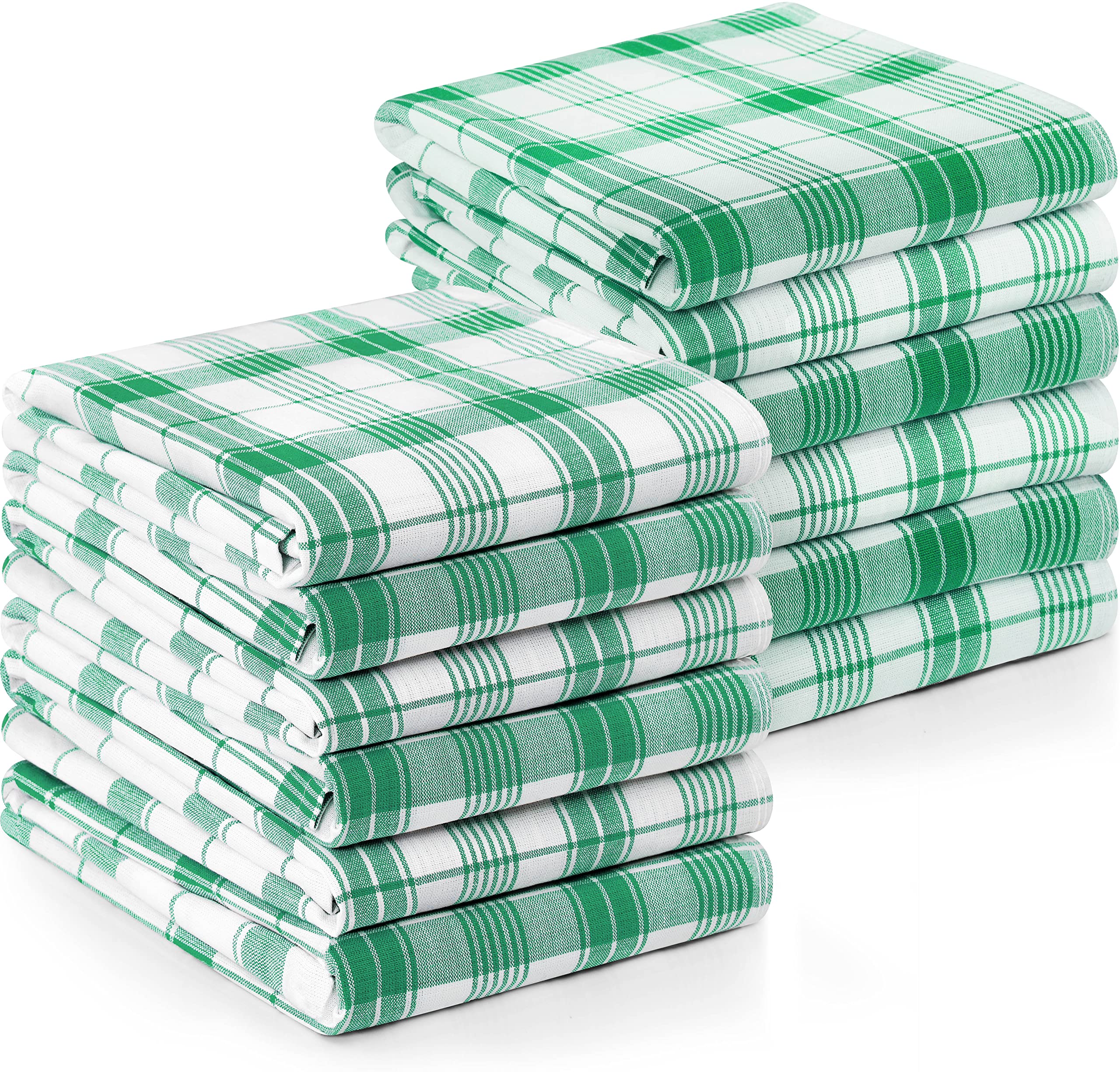 Utopia Towels Strofinacci a quadri scozzesi, 38 x 63 cm, 100% cotone filato ad anello, super assorbenti, morbidi e riutilizzabili, set di strofinacci per la pulizia (confezione da 12, verde, bianco)