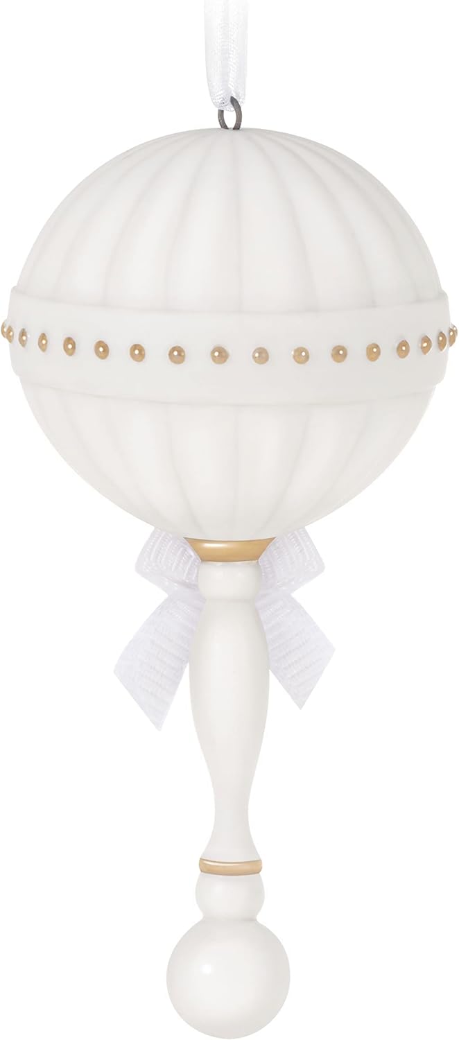 Hallmark Keepsake Christmas Ornament 2023, Baby's First Christmas, Porcelain Baby Rattle, Baby Gift - Image 2