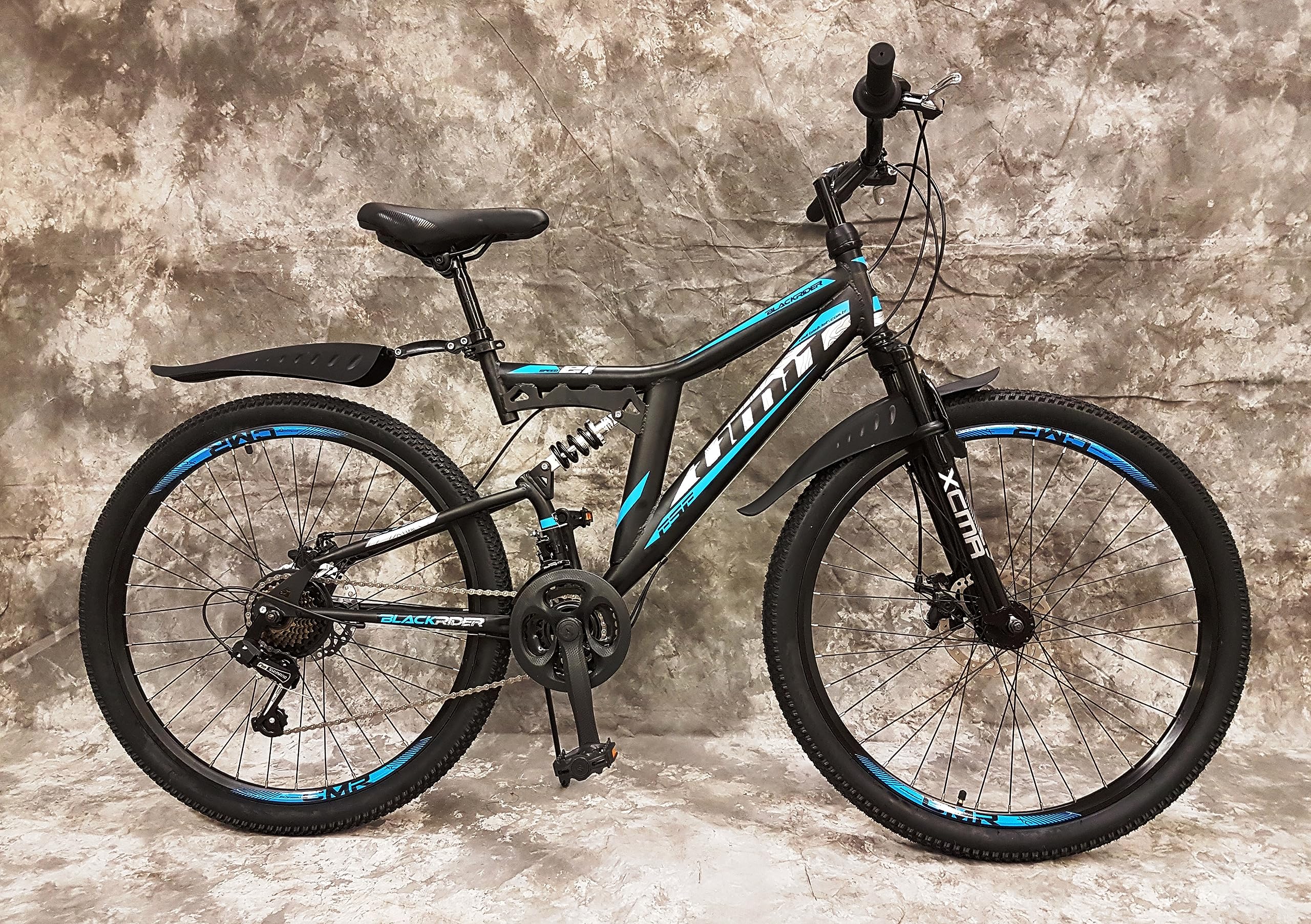 Generisch 26 Zoll MTB Blackrider Vollgefedert 21-Gang Kettenschaltung mit Scheibenbremsen NEU 2638-SCHWARZ-BLAU Bitte BEACHTEN AB 155 cm KÖPERGRÖSSE GEEIGNET !!!!!!!
