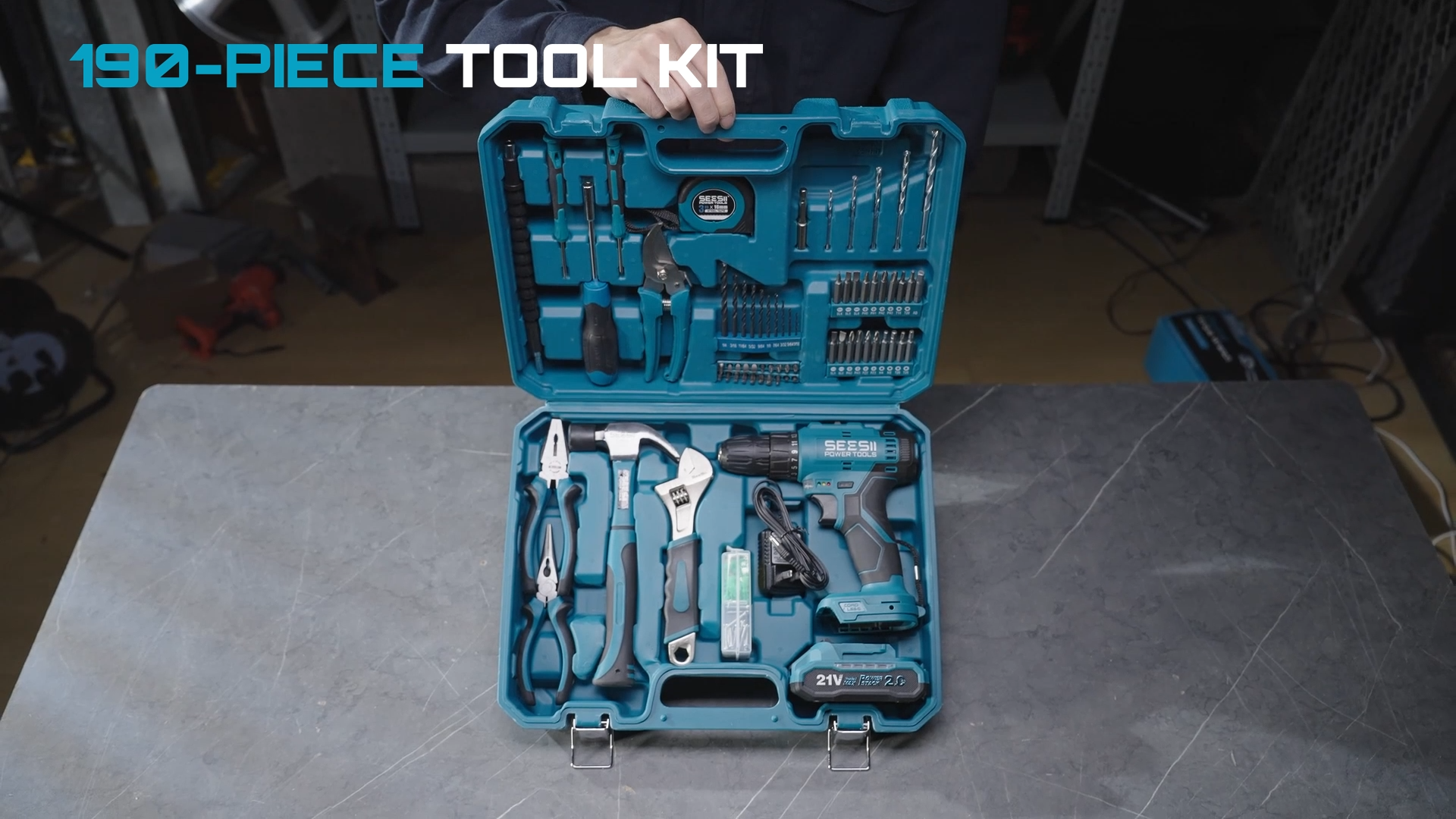 Amazon.com: Seesii 21V Cordless Drill Tool Kit - 190Pcs Power Tool