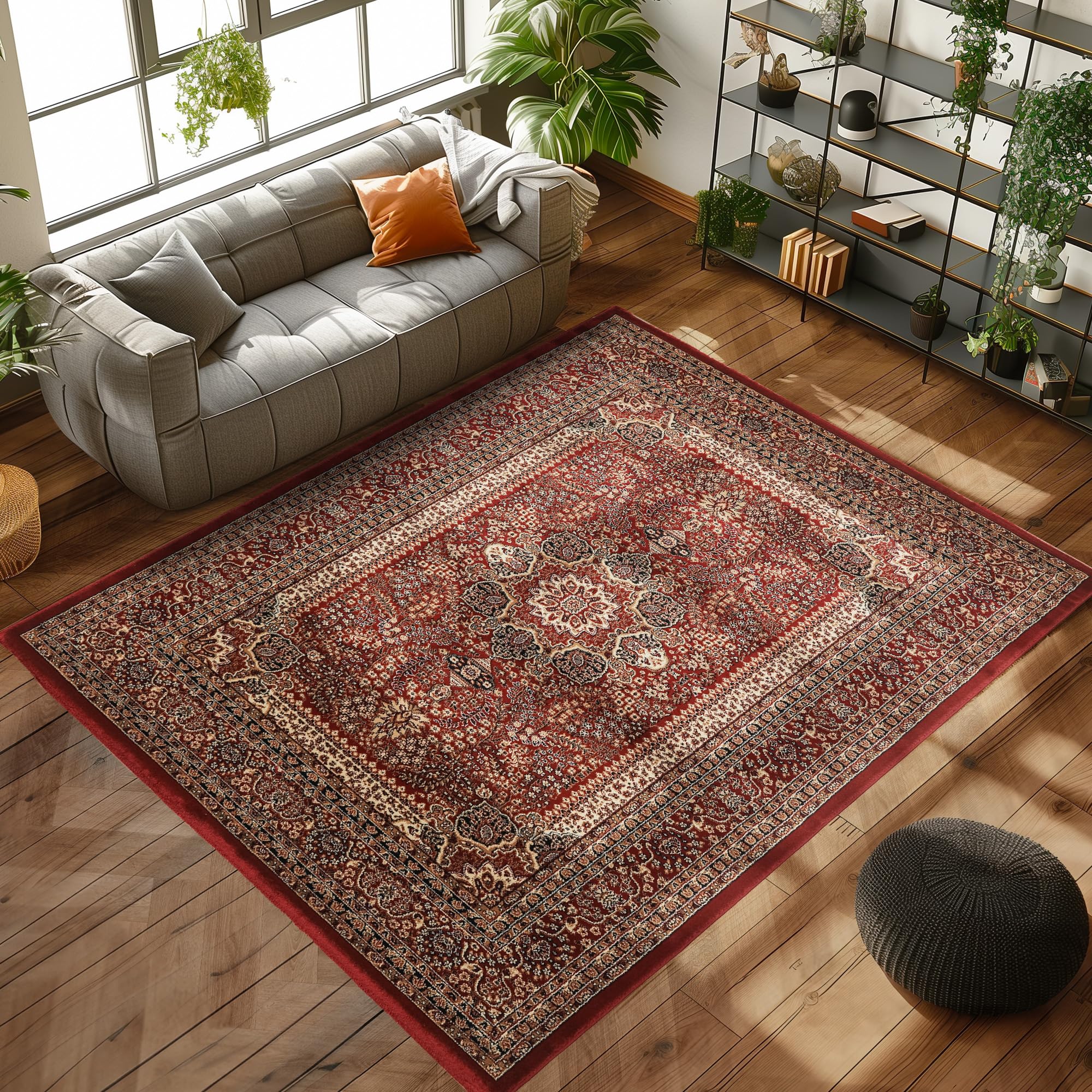 Kurzflor Orientalischer Teppich Wohnzimmer, Esszimmer, Schlafzimmer, Vintage Teppich Läufer Flur Weich & Soft Carpet Orient