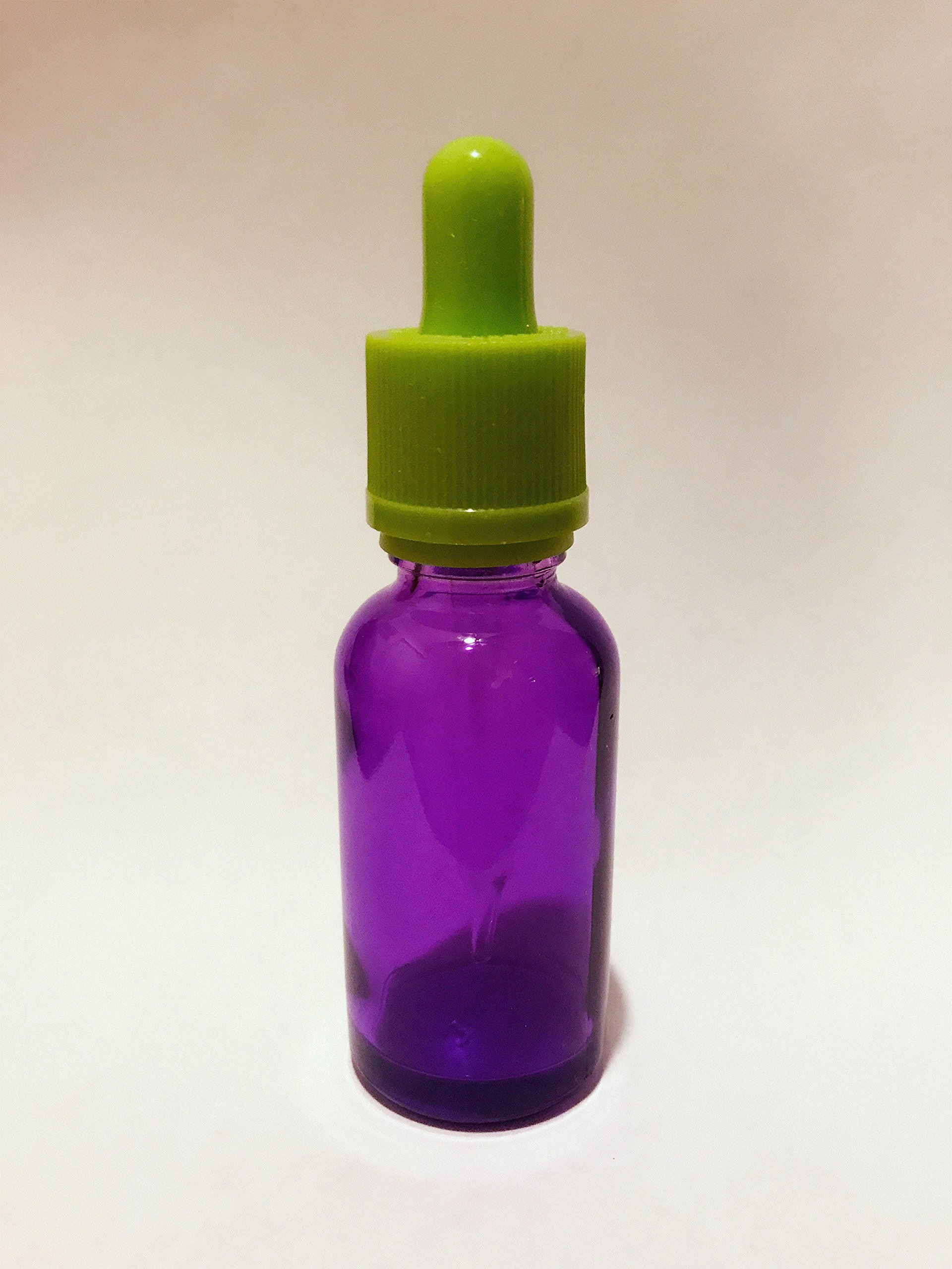 (3 pcs Pack) Multi Color Clear Dropper Glass Bottles 1oz or 30ml (3 pcs Pack) (Purple)