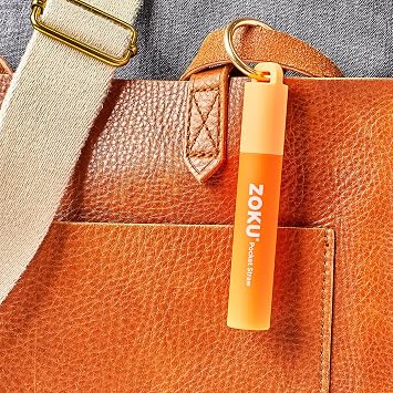 ZOKU Reusable Metal Straw with Case for Travel, Orange - Collapsible Stainless Steel Drinking Straw with Silicone Tip and Cleaner Brush, Ideal for Key Chains, Pockets, Purses