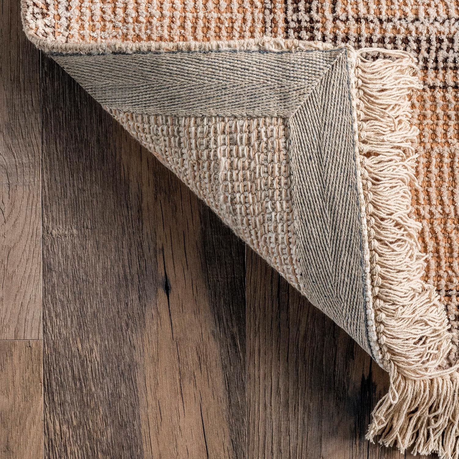 Rugs USA Ginger Tan/Charcoal, 7'6"x9'6", Handmade, Geometric, Cotton & Viscose, Soft and Cozy, High Traffic, Stain Resistant, Easy Clean, Durable Area Rug for Bedroom, Living Room, Dining, Den, Foyer Beige 7'6" x 9'6" (Rectangular)