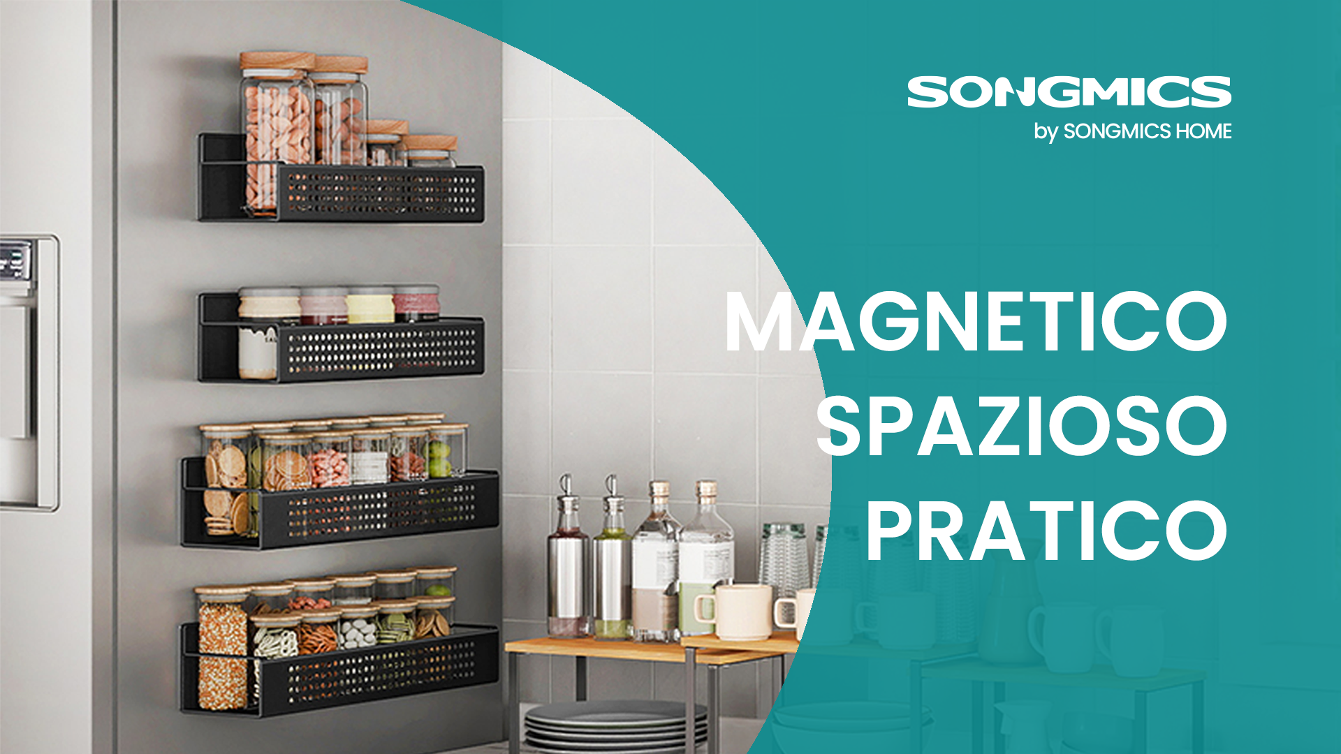 COVAODQ MAGNECIO Spice Rack, 4 Pack Magnetic Spice Rack, Refrigerator Spice Rack